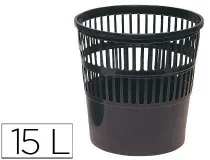 Papelera Plastico Qconnect 15 Litros Rejilla Color Negro 285×290 Mm Kf15149