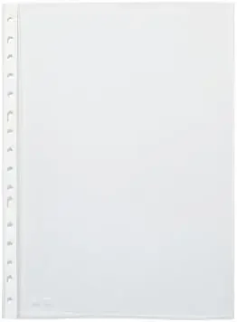 Pardo Pack de 100 Fundas Multitaladro A4 Transparentes 90 Micras – Acabado Cristal – Refuerzo en Blanco