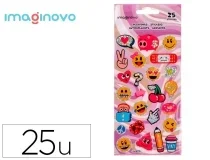 Pegatinas Imaginovo diseños surtidos smiley con brillo 214×100 mm en blister VP36