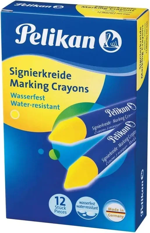 Pelikan Barra para Marcar 762/12 – Resistente al Agua – Punta Biselada – Tinta de Secado Rapido – Color Amarillo