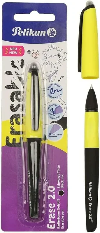 Pelikan Roller Erase 2.0 Boligrafo – Empuñadura Ergonomica Antifatiga – Duracion Larga de la Tinta – Cuerpo del Mismo Color de Escritura – Color Negro