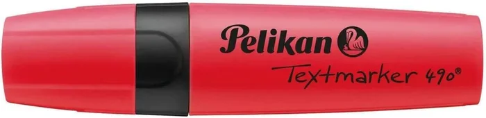 Pelikan Subrayador Textmarker 490 – Base de Agua – 3 Anchos de Trazo – Color Rojo Fluorescente (10 uds)