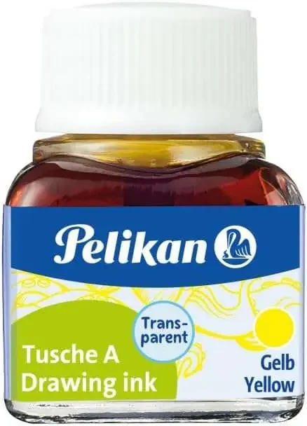 Pelikan Tinta China 523 10ml N.5 – Botella de 10ml – Resistente al Agua – Ideal para Dibujo y Caligrafia – Color Amarillo