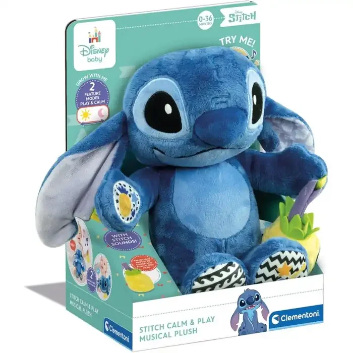 Peluche Disney Baby First Activities Stitch-Peluche Musical Clementoni edad 0-36 meses