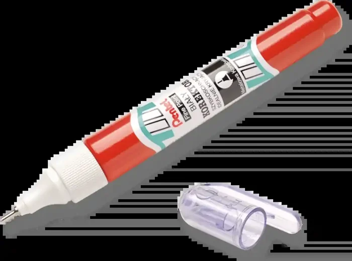 Pentel Boligrafo Corrector 7ml – Secado Rapido – Punta de Valvula Metalica – Cuerpo Color Rojo (12 uds)