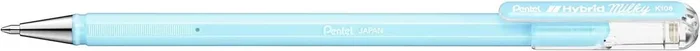 Pentel Hybrid Milky Boligrafo de Bola – Punta Fina 0.8mm – Trazo 0.4mm – Tinta de Gel Opaca – Color Azul Pastel (12 uds)