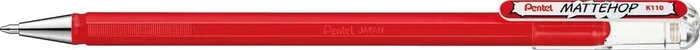 Pentel Mattehop Boligrafo de Bola – Punta 1mm – Trazo 0.5mm – Tinta de Gel Opaca – Fabricado con 55% de Materiales Reciclados – Color Rojo (12 uds)