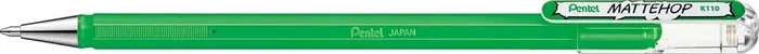 Pentel Mattehop Boligrafo de Bola – Punta 1mm – Trazo 0.5mm – Tinta de Gel Opaca – Fabricado con 55% de Materiales Reciclados – Color Verde (12 uds)