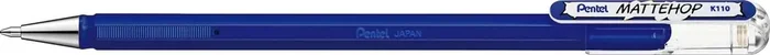 Pentel Mattehop Boligrafo de Bola – Punta 1mm – Trazo 0.5mm – Tinta de Gel Opaca – Fabricado con 55% de Materiales Reciclados – Color Azul (12 uds)