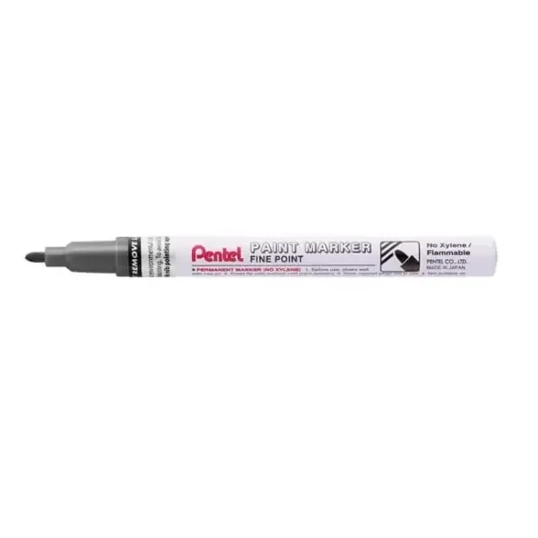 Pentel Paint Marker Marcador de Pintura – Punta Fina 2.9mm – Permanente en todas las Superficies – Resistente a Luz y Agua – Cuerpo de Aluminio – Color Negro Perla (12 uds)