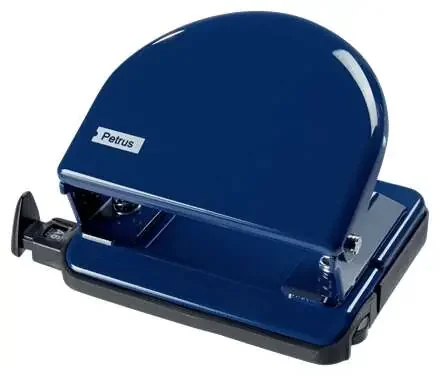 Petrus 52 Taladro Perforador Clasico Metalico – Hasta 20 Hojas – Marcas de Formato – Facil Vaciado – Punzones 5.5mm – Color Azul