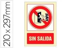 Pictograma Syssa Señal De No Hay Salida En Pvc Fotoluminiscente 210×297 Mm 5094f
