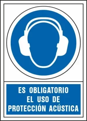 PICTOGRAMA SYSSA SEÑAL DE OBLIGACION ES OBLIGATORIO EL USO DE PROTECCION ACUSTICA EN PVC 245X345 MM