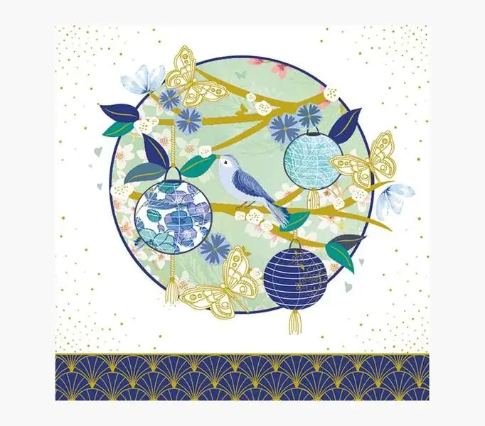 Pictura Tarjeta Arabesque – 16x16cm – Tematica Farolillos – Tarjeta Triptica – Incluye Sobre Blanco – Papel con Certificacion FSC