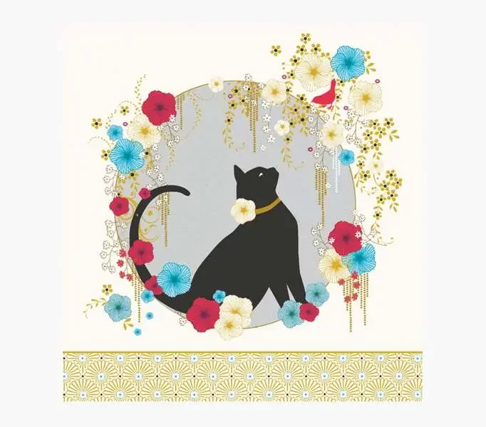 Pictura Tarjeta Arabesque – 16x16cm – Tematica Gato Negro – Tarjeta Triptica sin Envoltorio – Incluido Sobre Blanco – Papel con Certificacion FSC