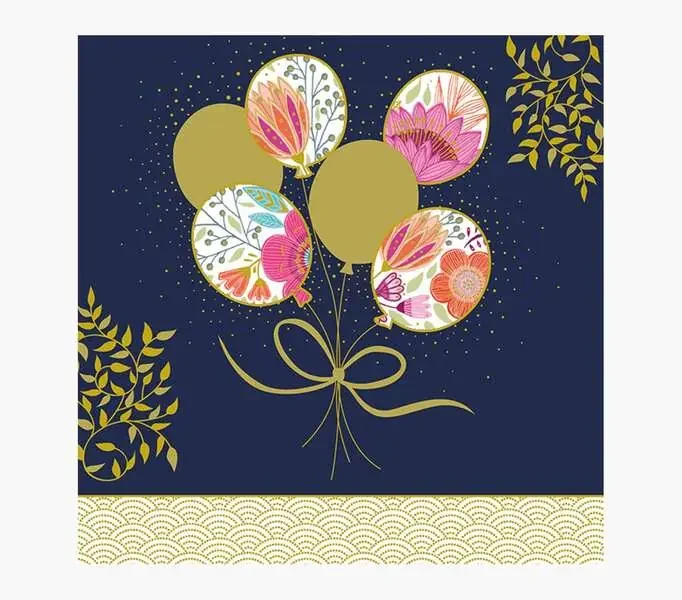 Pictura Tarjeta Arabesque – 16x16cm – Tematica Globos – Tarjeta Triptica sin Envoltorio – Incluido Sobre Blanco – Papel con Certificacion FSC