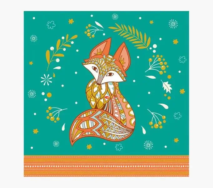 Pictura Tarjeta Arabesque – 16x16cm – Tematica Zorro – Tarjeta Triptica sin Envoltorio – Incluye Sobre Blanco – Papel con Certificacion FSC