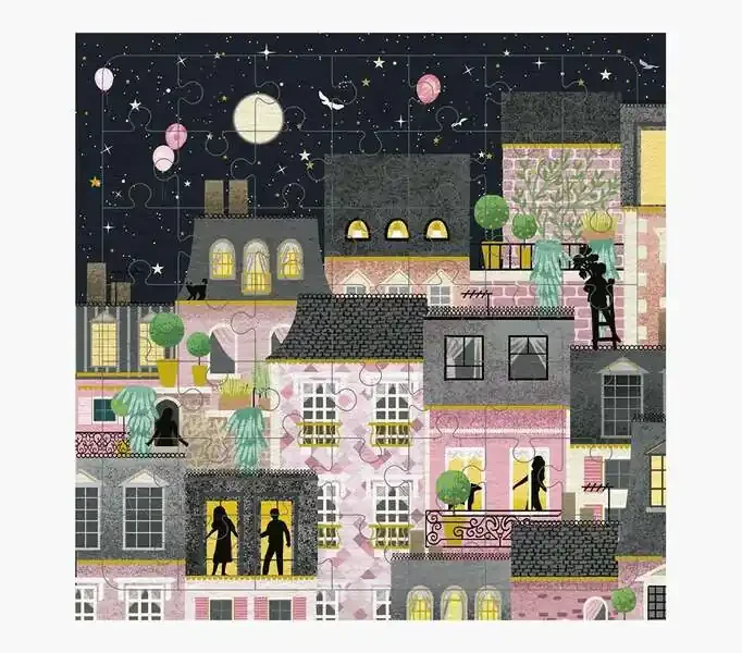 Pictura Tarjeta Puzzle – 15.5×15.5cm – Tematica Ciudad de Noche – 49 Piezas – Incluye Tarjeta Plegada y Sobre Blanco – Certificacion FSC