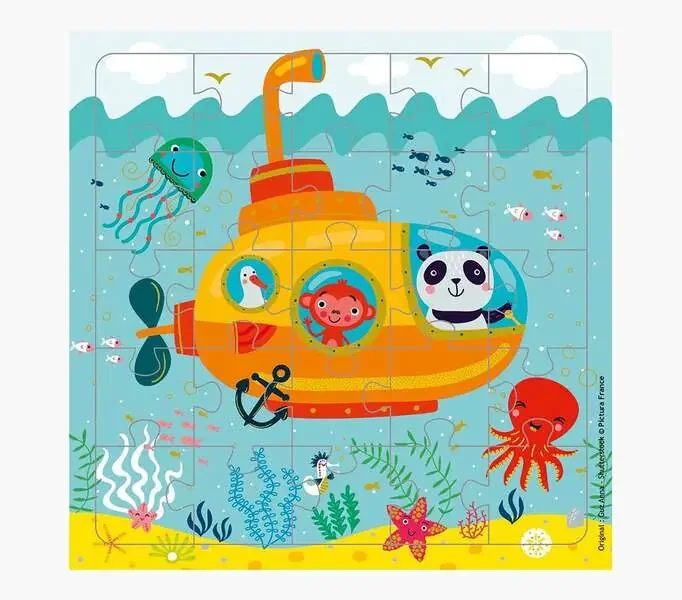 Pictura Tarjeta Puzzle – 15.5×15.5cm – Tematica Submarino – 25 Piezas – Incluye Sobre Blanco – Certificacion FSC