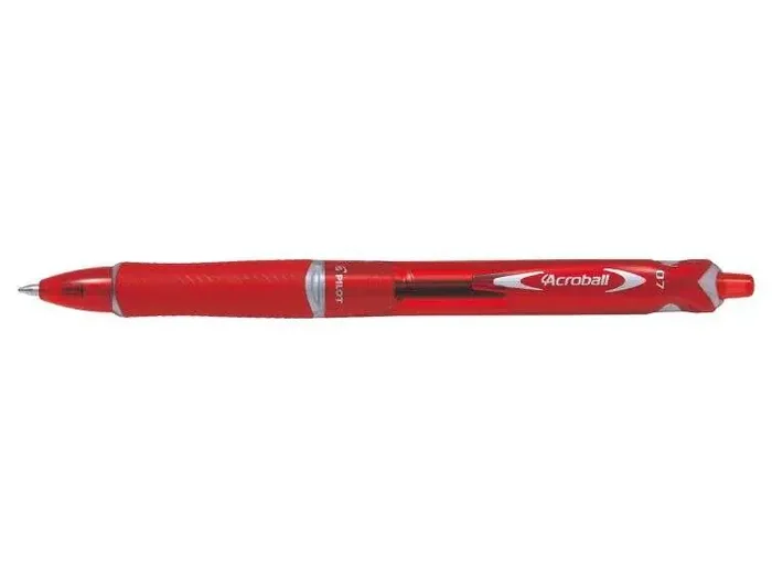 Pilot BeGreen Boligrafo de Bola Retractil Acroball – Recargable – Fabricado con Plastico Reciclado – Punta Redonda 0.7mm – Trazo 0.25mm – Grip Ergonomico – Color Rojo (10 uds)