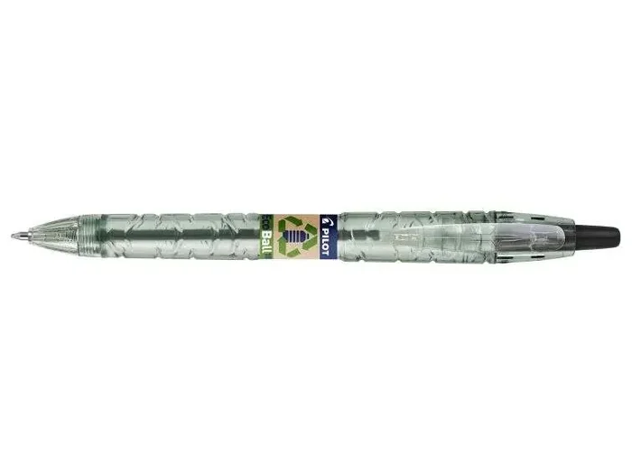 Pilot Boligrafo de Bola Retractil B2P Ecoball BeGreen – Punta Redonda 1mm – Trazo 0.27mm – 86,64% de Plastico Reciclado – Recargable – Color Negro (10 uds)