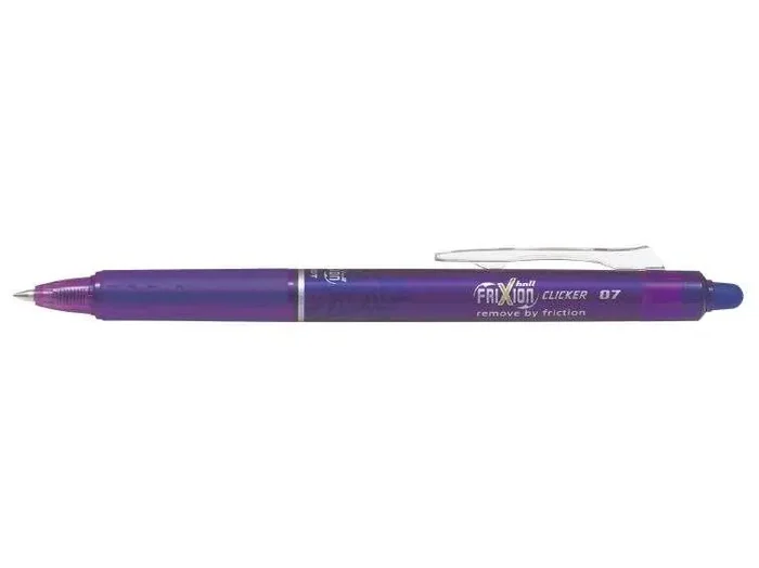Pilot Boligrafo de gel borrable retractil Frixion Clicker – Punta de bola redonda 0.7mm – Trazo 0.4mm – Grip ergonomico – Color Violeta (12 uds)