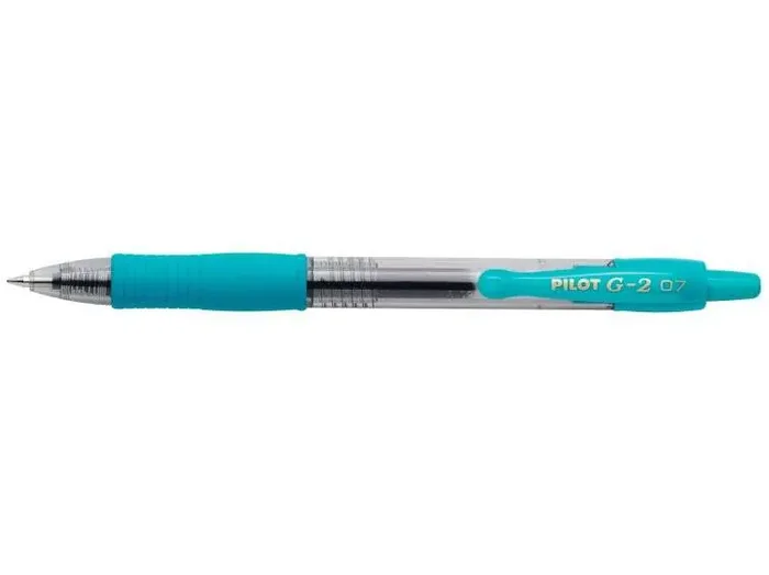 Pilot Boligrafo de Gel G2 Rollerball Retractil – Recargable – Punta de Bola Redonda 0.7mm – Trazo 0.32mm – Grip Ergonomico – Color Turquesa (12 uds)