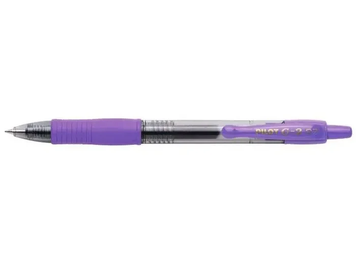 Pilot Boligrafo de Gel G2 Rollerball Retractil – Recargable – Punta de Bola Redonda 0.7mm – Trazo 0.32mm – Grip Ergonomico – Color Violeta (12 uds)