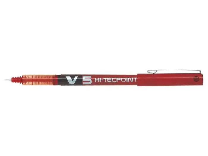Pilot Boligrafo de tinta liquida V5 HI-Tecpoint Rollerball – Punta fina de aguja 0.5mm – Trazo 0.3mm – Color Rojo (12 uds)