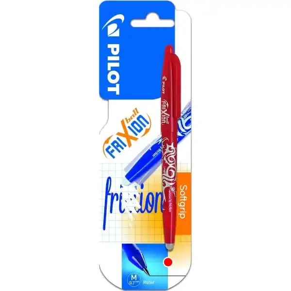 Pilot Frixion Ball Pack de 1 Boligrafo de Gel Borrable – Punta de Bola 0.7mm – Trazo 0.4mm – Grip Ergonomico – Color Rojo