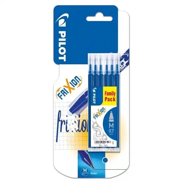 Pilot Pack de 6 Recambios para Frixion Ball y Frixion Clicker – Punta de Bola Redonda 0.7mm – Trazo 0.4mm – Color Azul