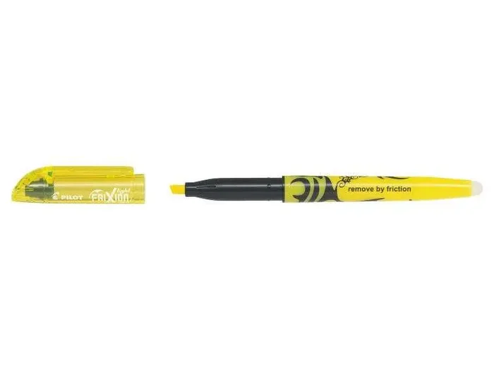 Pilot Rotulador fluorescente borrable Frixion Light – Punta de fibra biselada – Trazo de 1mm / 3.5mm – Color Amarillo (12 uds)