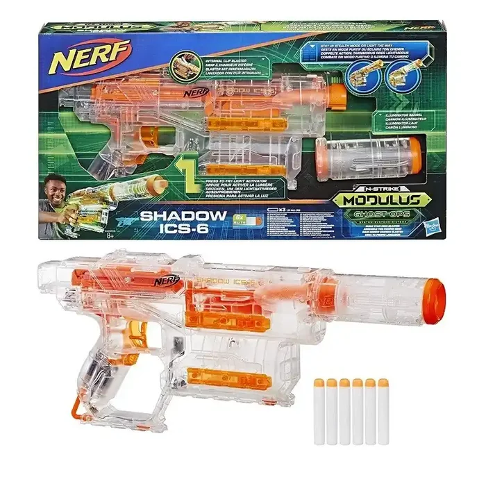 Pistola dardos Nerf – Modulus Shadow ICS 6 Hasbro E2655EU5 con 6 dardos Elite edad +8 años