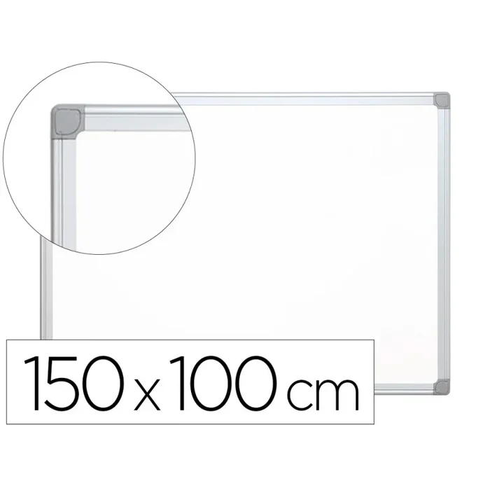 Pizarra blanca q-connect laminada marco de aluminio 150×100 cm