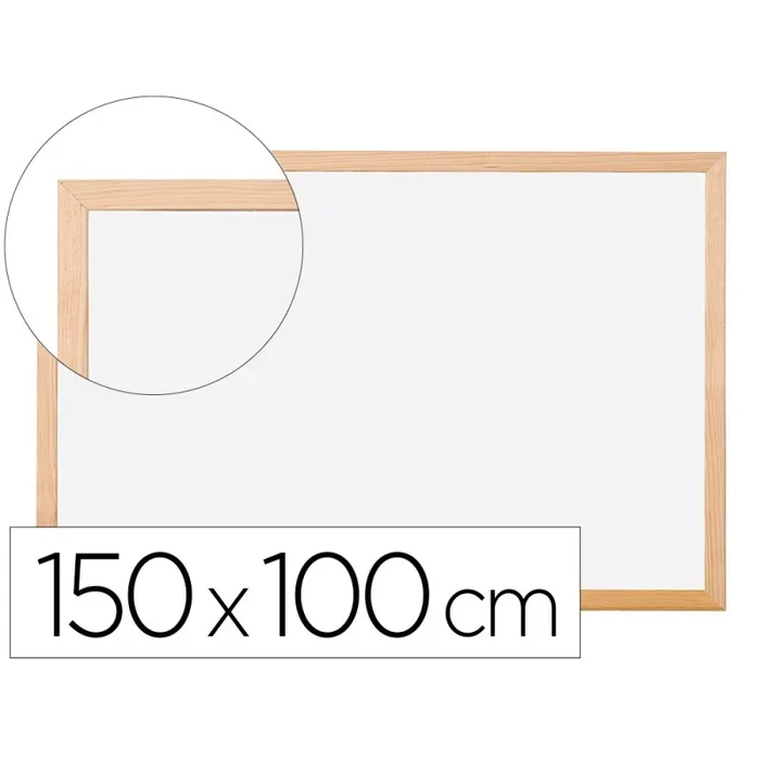 Pizarra blanca q-connect laminada marco de madera 150×100 cm