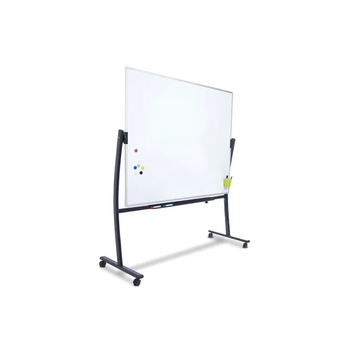 Pizarra blanca rocada acero vitrificado magnetico marco aluminio doble cara volteable curve 120×150 cm