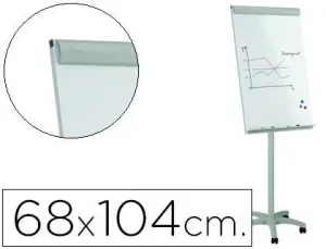 PIZARRA BLANCA ROCADA PARA CONFERENCIAS METALICA MAGNETICA CON RUEDAS 68X104 CM