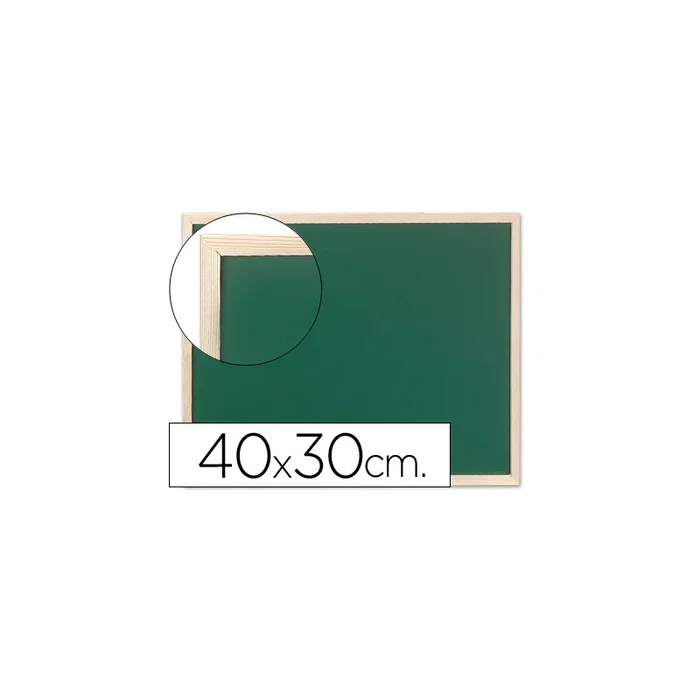 Pizarra verde q-connect marco de madera 40×30 cm sin repisa