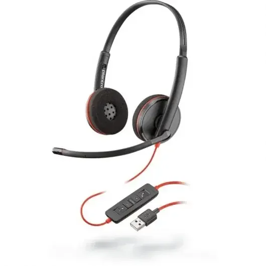 Plantronics/Poly Blackwire C3220 USB-A Auriculares con Microfono – Almohadillas Acolchadas – Controles en Cable – Color Negro