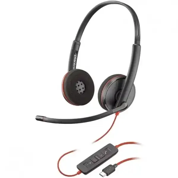 Plantronics/Poly Blackwire C3220 USB-A Auriculares con Microfono – Almohadillas Acolchadas – Controles en Cable – Color Negro