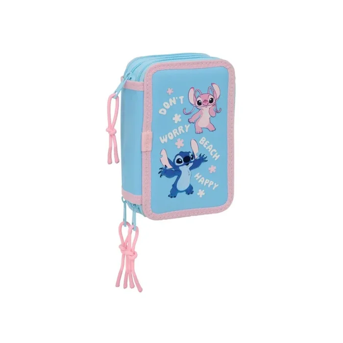 Plumier escolar safta triple 37 piezas stitch happy 195x125x55 mm