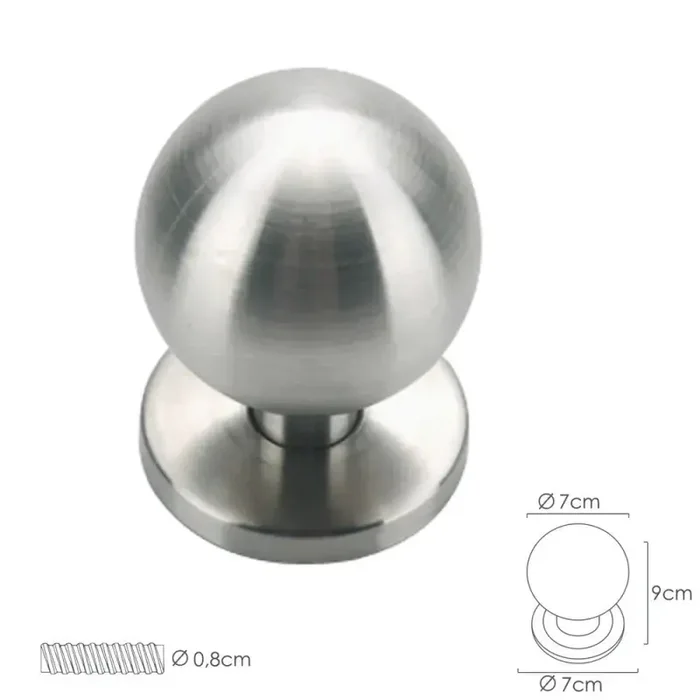 Pomo Puerta Esférico Color Inox Oryx