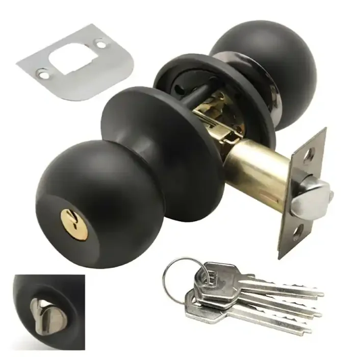 Pomo Puerta WOLFPACK Con Llave Con Condena Negro Para Entrada
