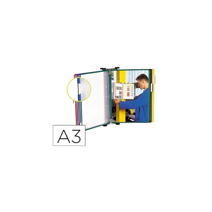 Portacatalogo de pared tarifold metal con 1o fundas a3 pvc con pivotes metalicos marco colores surtidos