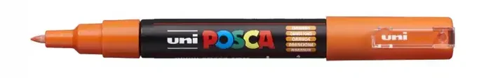 Posca PC-1M Marcador de Pintura – Punta Conica 0.7mm – Tinta Base al Agua – No Permanente – Resistente a la Luz – Color Naranja (6 uds)