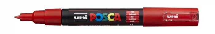 Posca PC-1M Marcador de Pintura – Punta Conica 0.7mm – Tinta Base al Agua – No Permanente – Resistente a la Luz – Inodoro – Ideal para Carteleria y Decoracion – Color Rojo (6 uds)