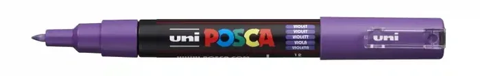 Posca PC-1M Marcador de Pintura – Punta de Poliester Conica 0.7mm – Tinta Base al Agua – Resistente a la Luz – Color Violeta (6 uds)