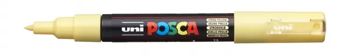 Posca PC-1M Marcador de Pintura – Punta de Poliester Conica 0.7mm – Tinta Base al Agua – Resistente a la Luz – No Permanente – Color Amarillo Pajizo (6 uds)