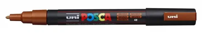 Posca PC-3M Marcador de Pintura – Punta Conica 0.9-1.3mm – Tinta Base al Agua – Resistente a la Luz – No Permanente – Color Bronce (6 uds)