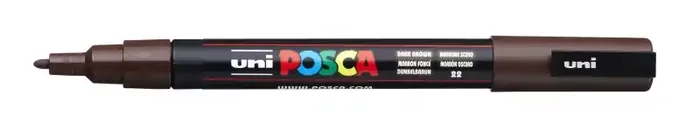 Posca PC-3M Marcador de Pintura – Punta Conica de Poliester 0.9-1.3mm – Tinta Base al Agua – Resistente a la Luz – Color Marrón Oscuro (6 uds)